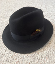 Stetson Royal De Luxe BOGART Fur Felt Fedora Hat Size 7 3/8 - Black