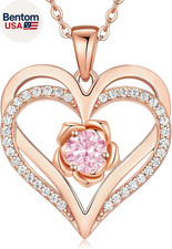 Christmas Gifts for Women S925 Silver Rose Gold Heart Birthstone Necklaces for W
