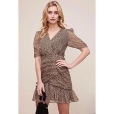ASTR The Label Mini Dress size Small S Ditsy Floral Ruched Shirred Bottom Black
