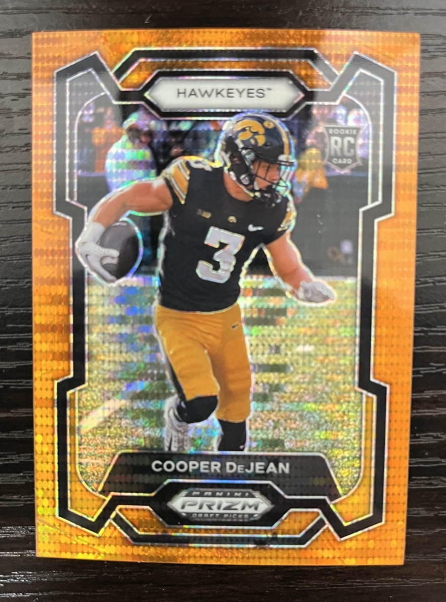 2024 Panini Prizm Draft Picks Rookie Cooper DeJean Orange Pulsar /49 Iowa (RC)