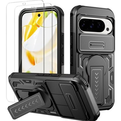 Handyhülle,Displayschutz,Camera Cover,Stoßfest,Ständer,Pixel 10/10 Pro, schwarz