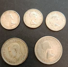Canadian Coin Lot (5) ~ 80% Silver ~ Quarters (40 & 55)  and Dimes (60 & 62 x2)