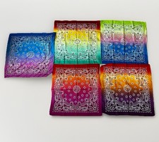 Lot of 5 Ombre Paisley Bandanas Classic Look Cotton 21  Gradient Fade Patterns