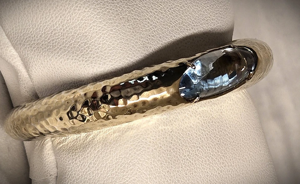 TFS BY ROBERTO MONEDA RELLENO DE ORO PULSERA Y ANILLO DE LEY CON TOPACIO AZUL (7325) Foto 2 de 4