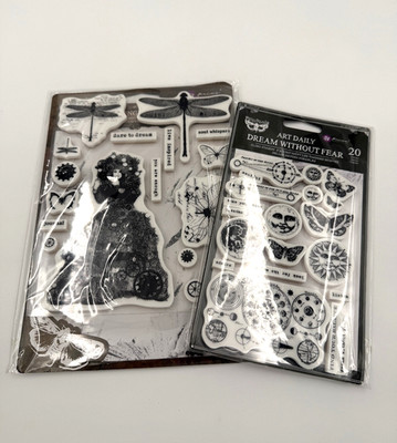 Set of 2 FINNABAIR Cling Stamps Sets by Prima Marketing, 2017-2019, PreOwned