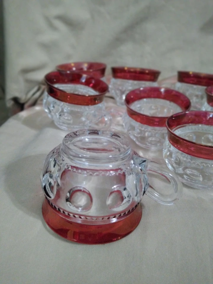 Tiffin Kings Crown Thumbprint Ruby Red Tea Coffee Cup - Image 4 of 4