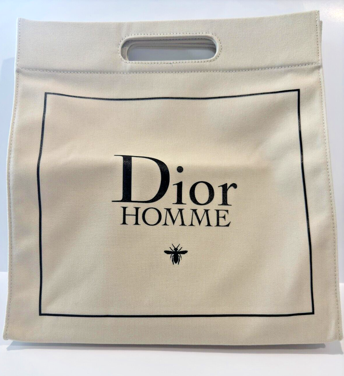 バッグ DIOR HOMME LOGO CANVAS TOTE HAND BAG Christian Dior Beauty ⭐ Dior Homme Tote Bag ⭐ Beige Canvas Top