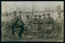 Photomontage Mise-en-scene Donkey wagon German soldiers old 1910s photo postcard