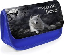 Personalised Wolf Pencil Case Boys School Stationary Bag Wolves Cute Gift ST732