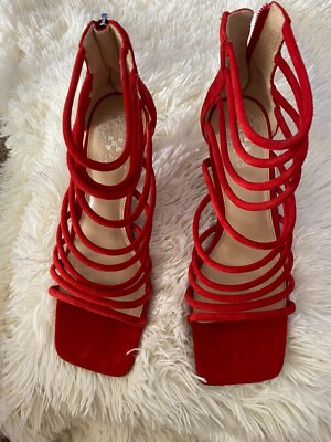 Vince Camuto Ambaritan Cherry Red Suede Strappy Multi-Band