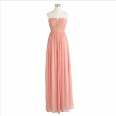 NWT J CREW LONG DRESS SILK CHIFFON FORMAL GOWN PROM 00 OR 4 NADIA CORAL  ORANGE | eBay
