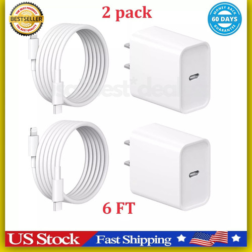 2 Original Carga Rapida USB-C De 20W Cargador Para iPhone 14 13 11 12 Pro Max XS