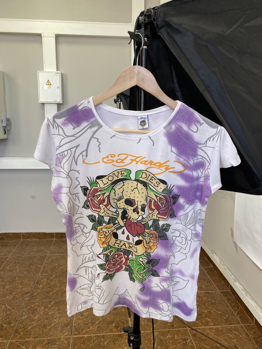 🇺🇸 Vintage 90s Ed Hardy Christian Audigier Y2K Women T-Shirt