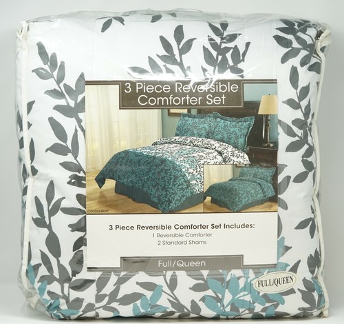 Sanders Central Park Leaf Tree Reversible 3-Pc. Comforter Set FULL QUEEN Mineral - Picture 2 of 3