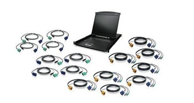 IOGEAR GCL1916KIT 19 LCD Combo 16 port KVM Switch w/ 8 USB & PS/2 cables ~E~