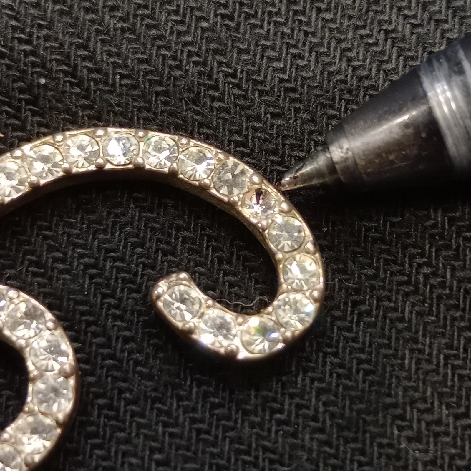 Silver Tone Cursive Letter T Initials Rhinestones… - image 3