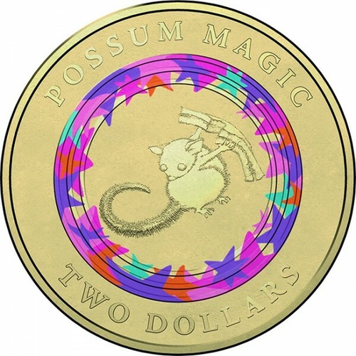 Circulated Australian Two Dollar 2 coin🎁2017🎁POSSUM MAGIC Coloured