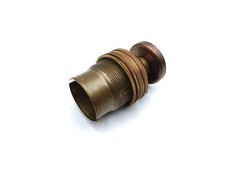 Unswitched pedestal lamp holder B22 large bayonet brass, antique, brushed x 1