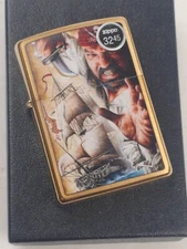 Zippo 29781 MAZZI PIRATE on Brushed BRASS Windproof Lighter - AUG (H) 2018