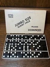 Vintage Super Thick Jumbo Size Giant Face Marblelike Dominoes (Black) By Puremco
