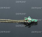 14k Yellow gold Natural Diamond & Emerald cross pendant 1.20 ct May Birthstone — photo 4