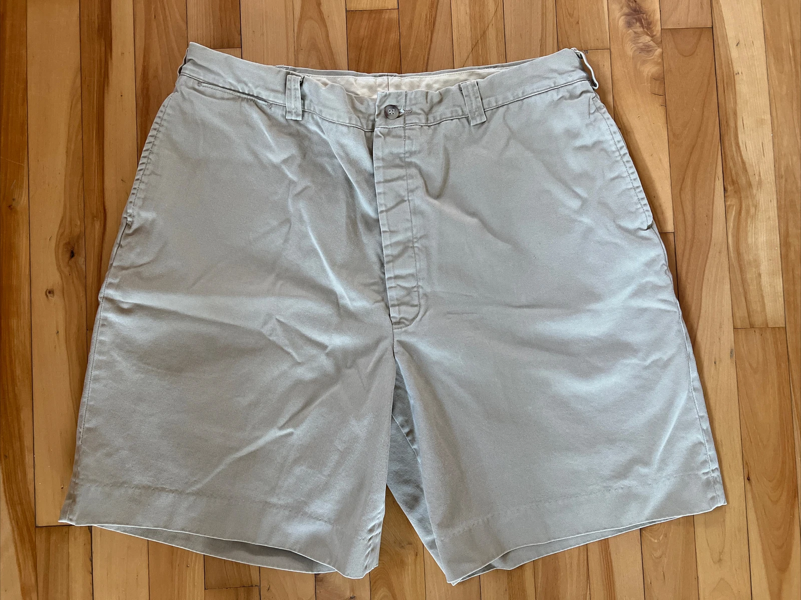 Vintage Polo Ralph Lauren Chino Shorts Mens 36x8 Beige Flat Front Button Fly