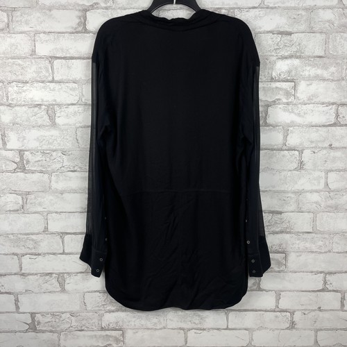 HELLMUT LANG Women's Black Sheer Long Sleeve Button-Down Top LARGE - Picture 2 of 10