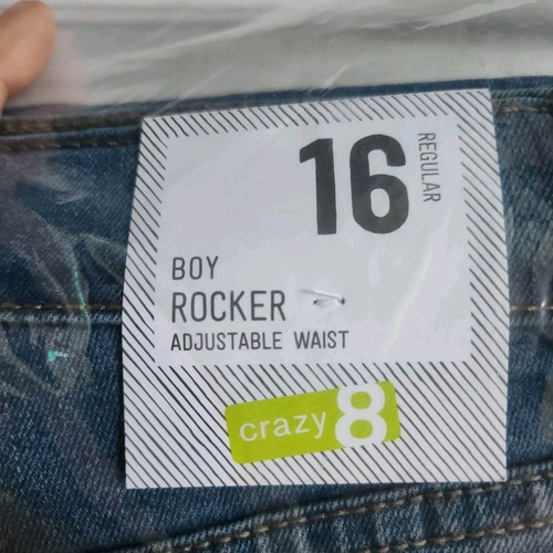 NEW Crazy 8 Boys Medium Wash Rocker Stretch Jeans, Size 16, Adjustable Waist - Picture 2 of 6