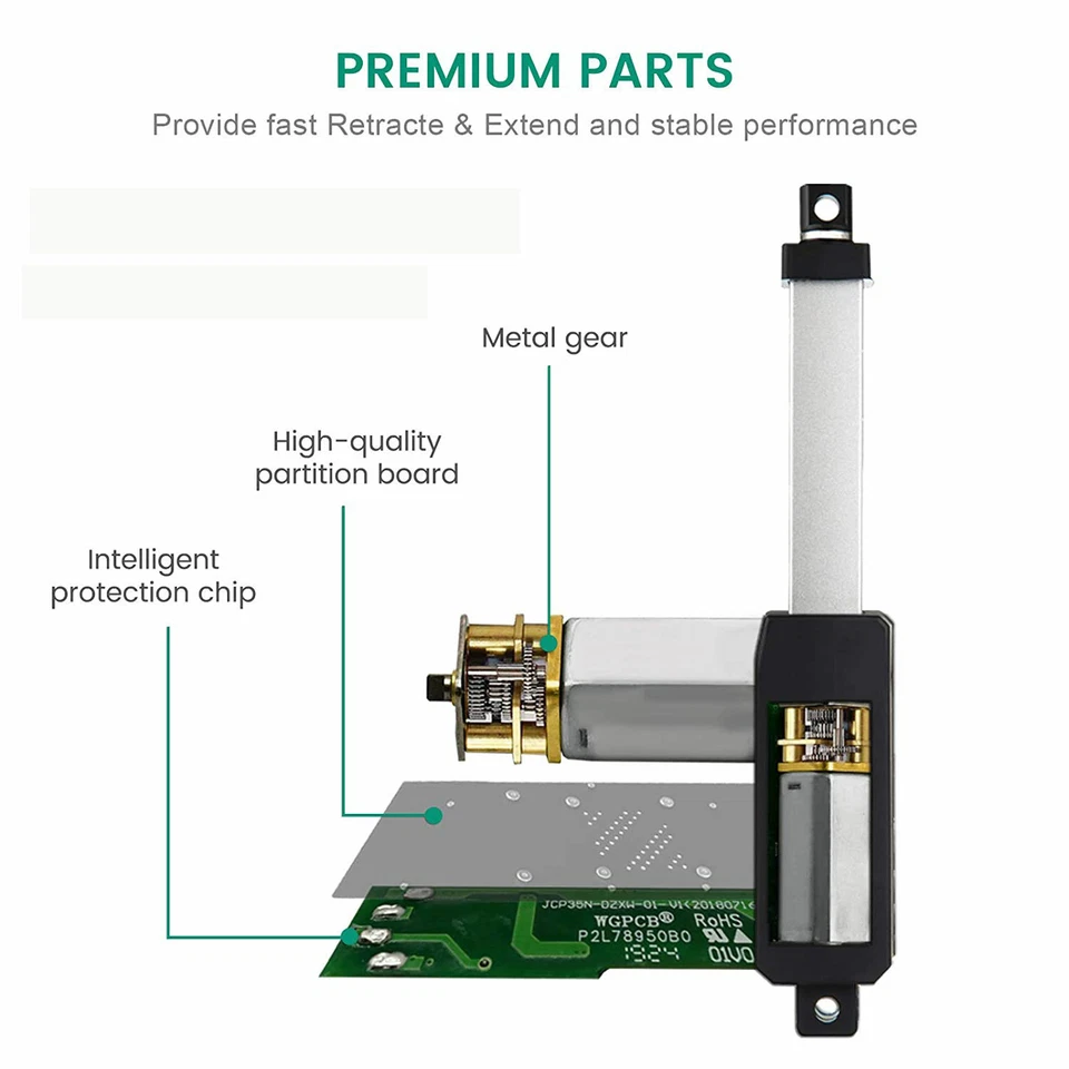 Mini Electric Linear Actuator Stroke 1"–6''Force 13.5 lbs–12V High-Speed 0.6"/s - Image 4 of 4