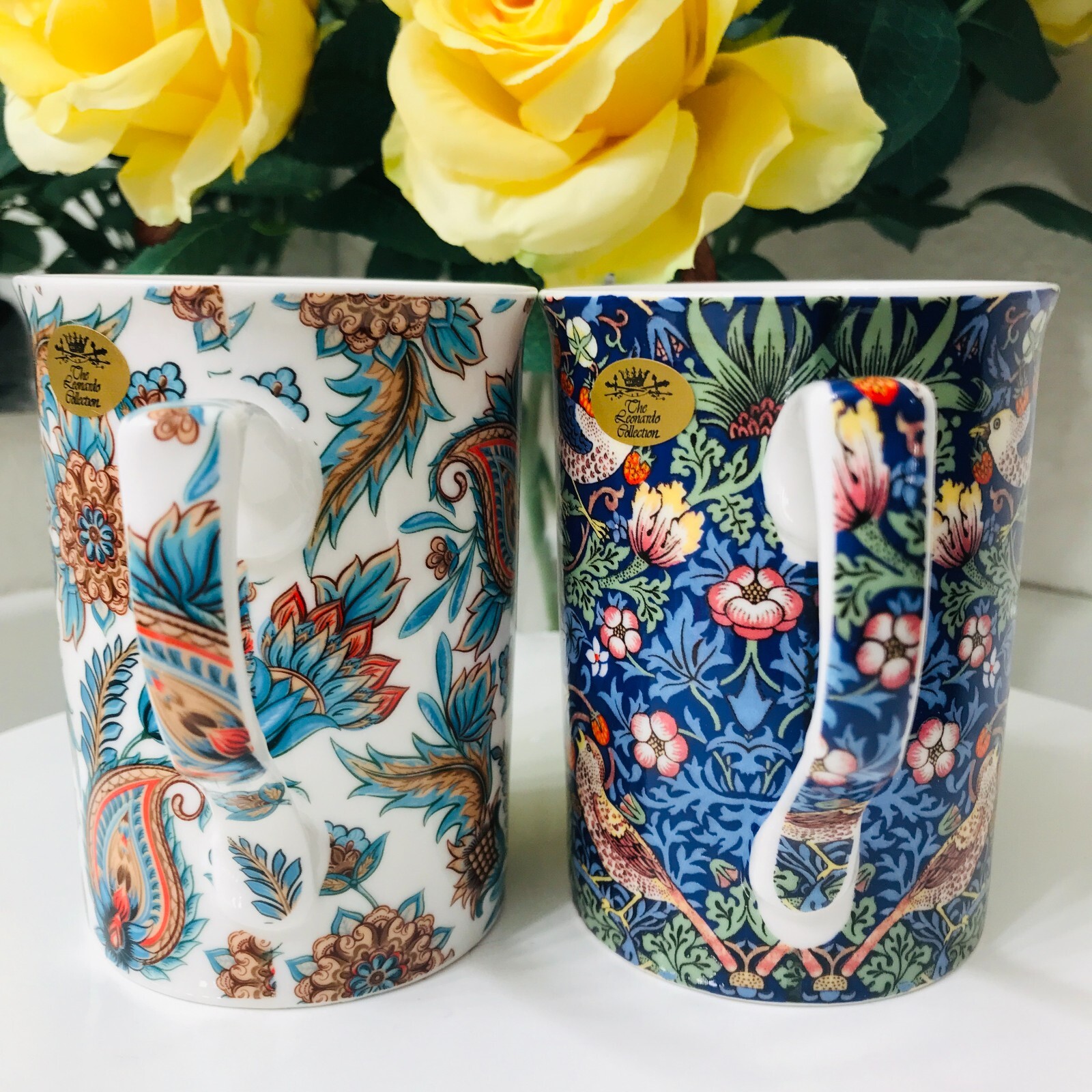 The Leonardo Collection Fine China Oriental Paisley & William Morris 2 Mug Set