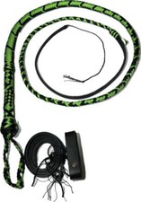 Bull Whip - Paracord Black & Lime Green 16 Ply -  6ft Handmade