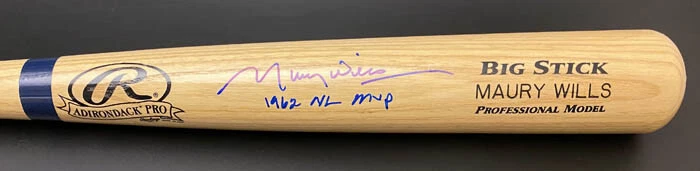 Maury Wills SIGNED Rawlings Pro Bat LA Dodgers + 1962 NL MVP PSA/DNA AUTOGRAPHED - Image 2 of 3