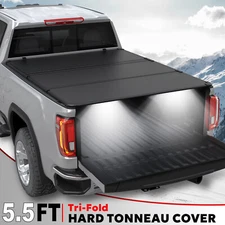 5.5FT Hard Truck Bed Tonneau Cover For 2009-2014 Ford F150 F-150 3-Fold W/LED