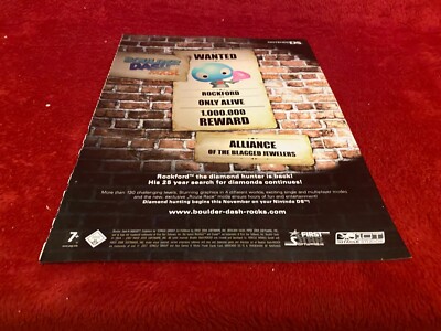 GAME10 NINTENTO GAME ADVERT 11X8 BOULDER DASH ROCKS DS