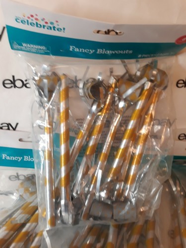 5 pack 8ct ( 40) Party Fringe Blowouts Gold / Silver Polka Dot New party pack6 - Picture 2 of 3