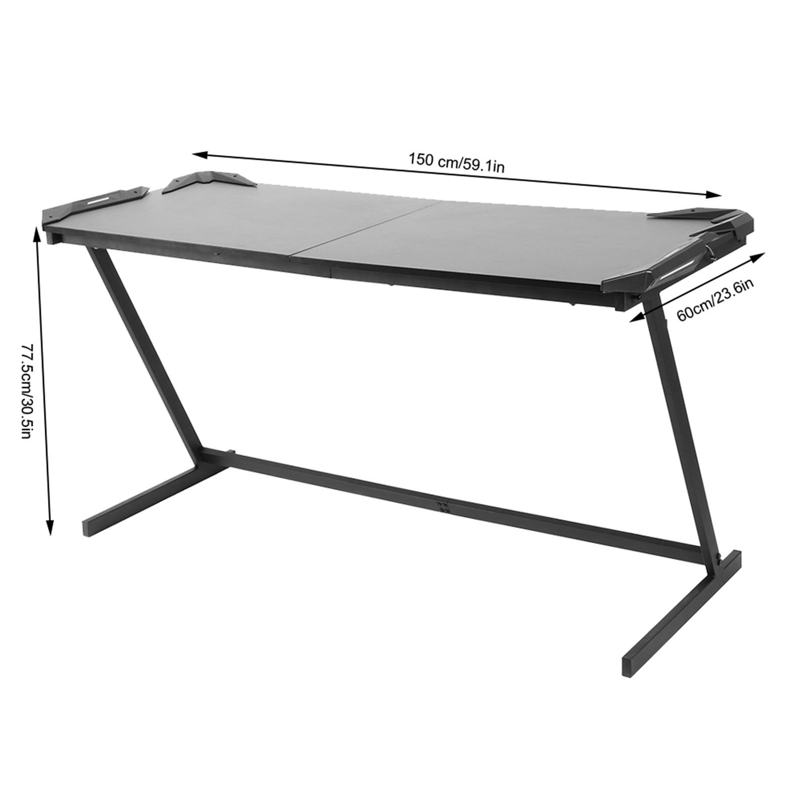 150cm Gaming Desk PC Computer Table Z Shaped Workstation Home Office