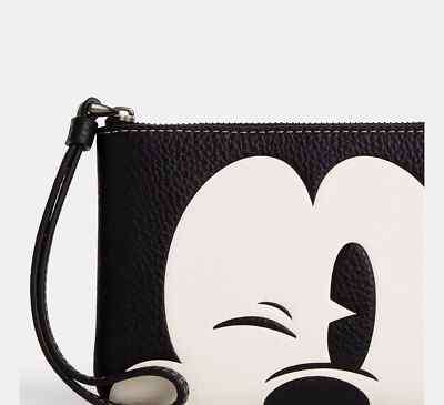 NWT Disney X Coach Corner Zip Wristlet With Wink Mickey Mouse