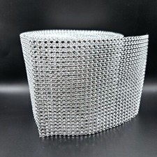 SILVER RHINESTONE MESH RIBBON 9 Yards 4 "Wide 24 Per Row Paper Crafts Bling