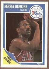 1989-90 Fleer #117 Hersey Hawkins Rookie Card 76ers