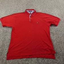 VTG Tommy Hilfiger Polo Shirt Mens L Red Flag Golf Short Sleeve Preppy 90s Y2K
