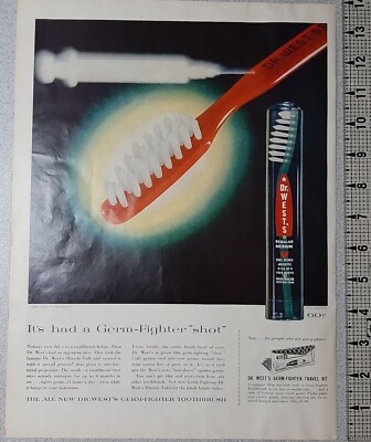 1956 Dr. West Vintage Print Ad Toothbrush Germ Fighter Travel Kit Syringe Clean