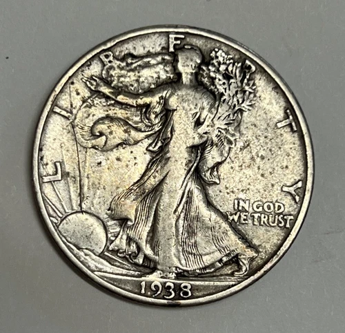 1938-D Denver Walking Liberty Silver Half Dollar Very Fine Details Better Date