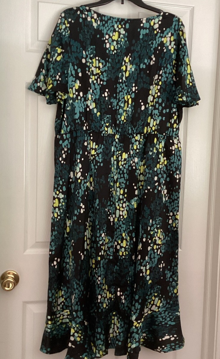 Torrid Midi Bubble Charm Flutter Sleeve Wrap Dress Womens 2X Dot Floral NWT View 2