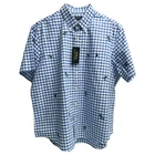 Polo Ralph Lauren Short Sleeve Shirt Blue Check Embroidered Cotton Oxford $110