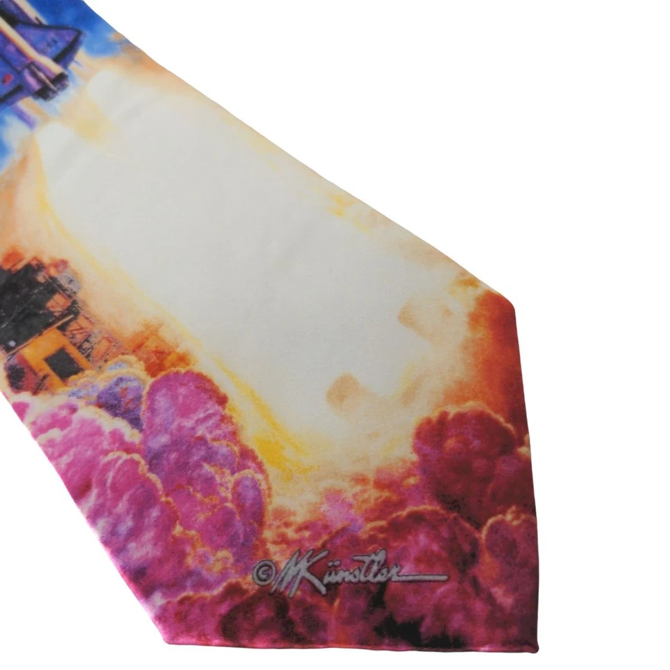 Corbata de seda Mort Kunstler Columbia Space Shuttle Launch 1981 novedad Foto 3 de 4