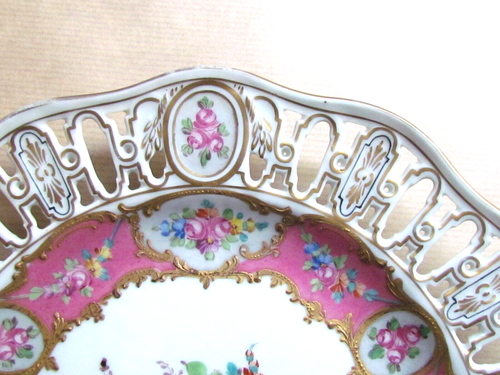 DAGOTY PARIS PORCELAIN 19th C 10" PIERCED PLATE - HP FLORAL & GILT (Ref9662) - Picture 4 of 8