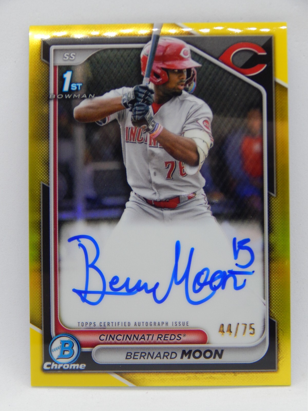 2024 Bowman Chrome Baseball 1st Yellow Refractor Auto /75 Reds - BERNARD MOON