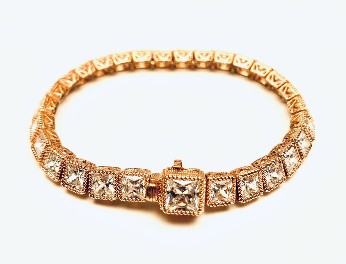 Judith Ripka 14K Rose Gold 925 Sterling Silver Diamonique Tennis