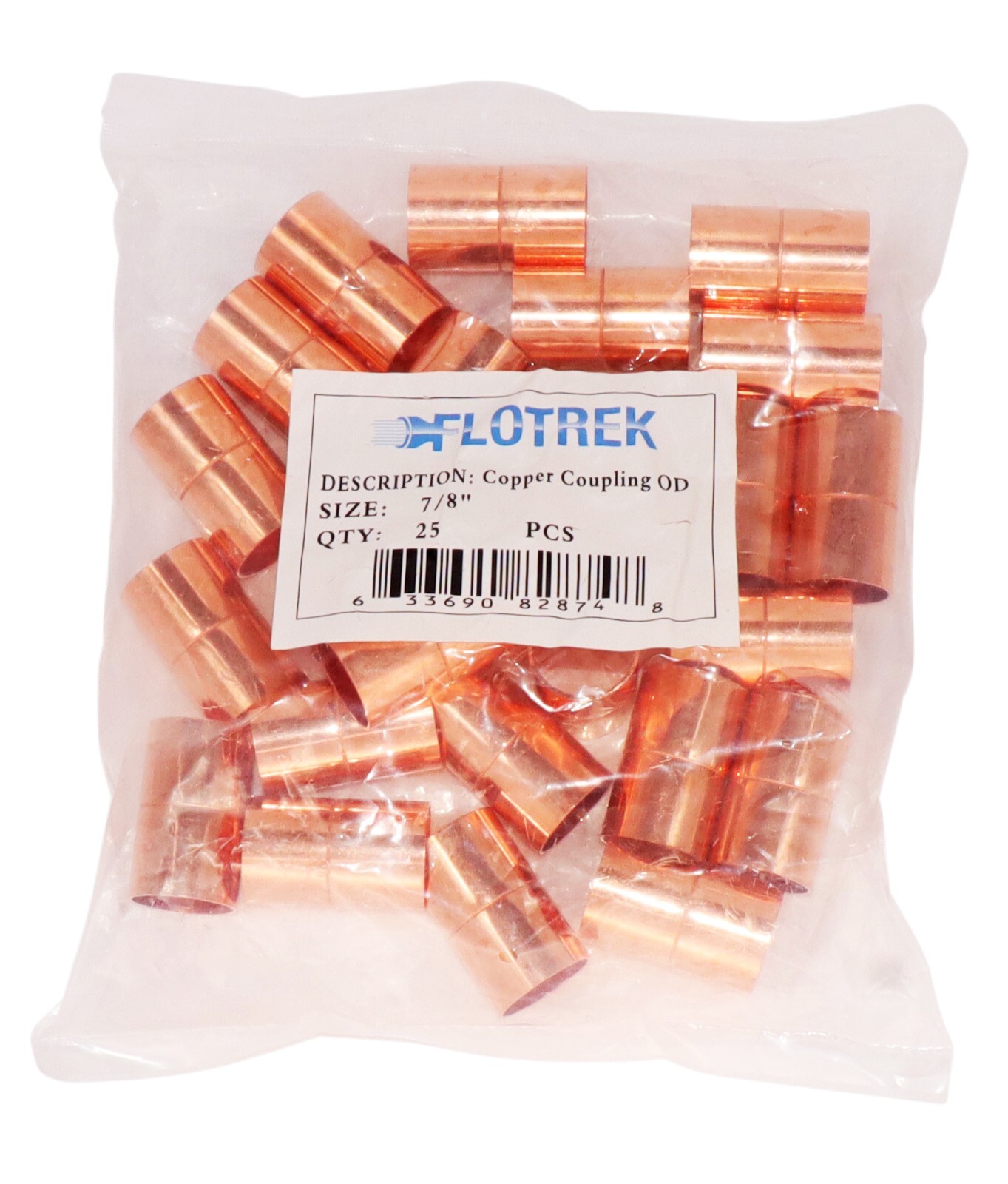 7/8" OD HVAC Copper Coupling with Rolled Stop, W01034 / C165-0100 , Pack of (25)