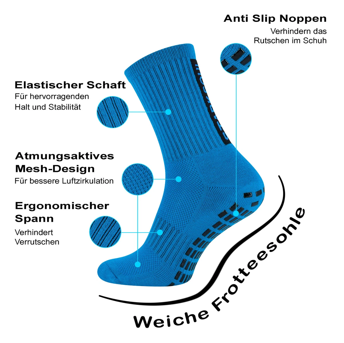 Calcetines deportivos antideslizantes para fútbol y deporte - Calcetines antideslizantes de agarre, calcetines ABS